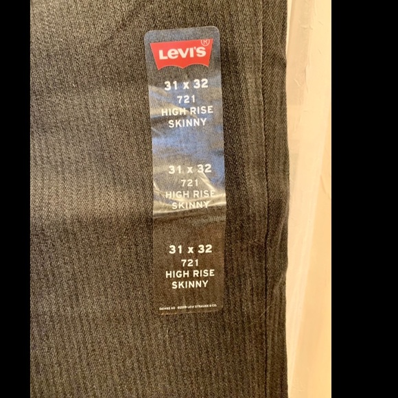 Levi’s 721 High Rise Skinny Black Jeans w/ stripes - Picture 2 of 9